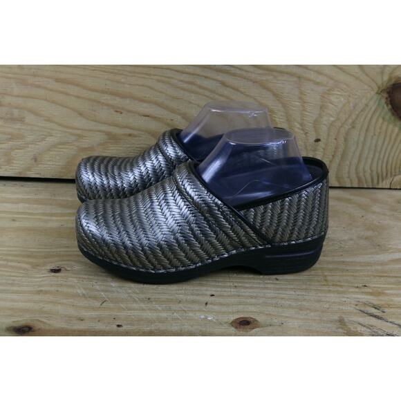 Dansko Clogs Womens 9.5 Black Silver Herringbone Pro Xp Mules Comfort - Picture 1 of 8
